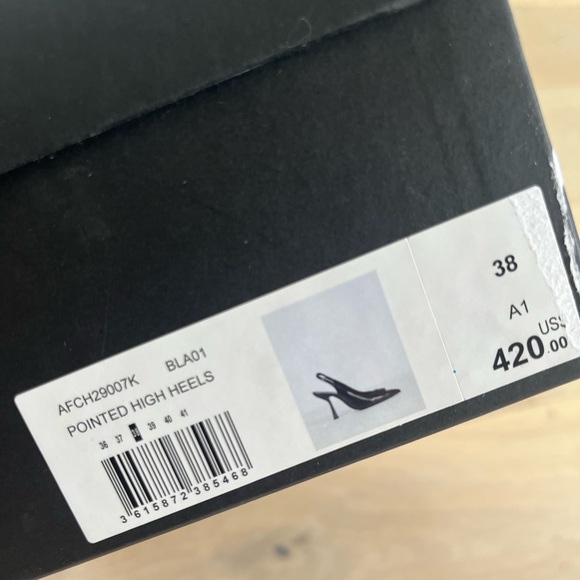 NIB The Kooples Black Leather Slingback Pumps 38 / 7
